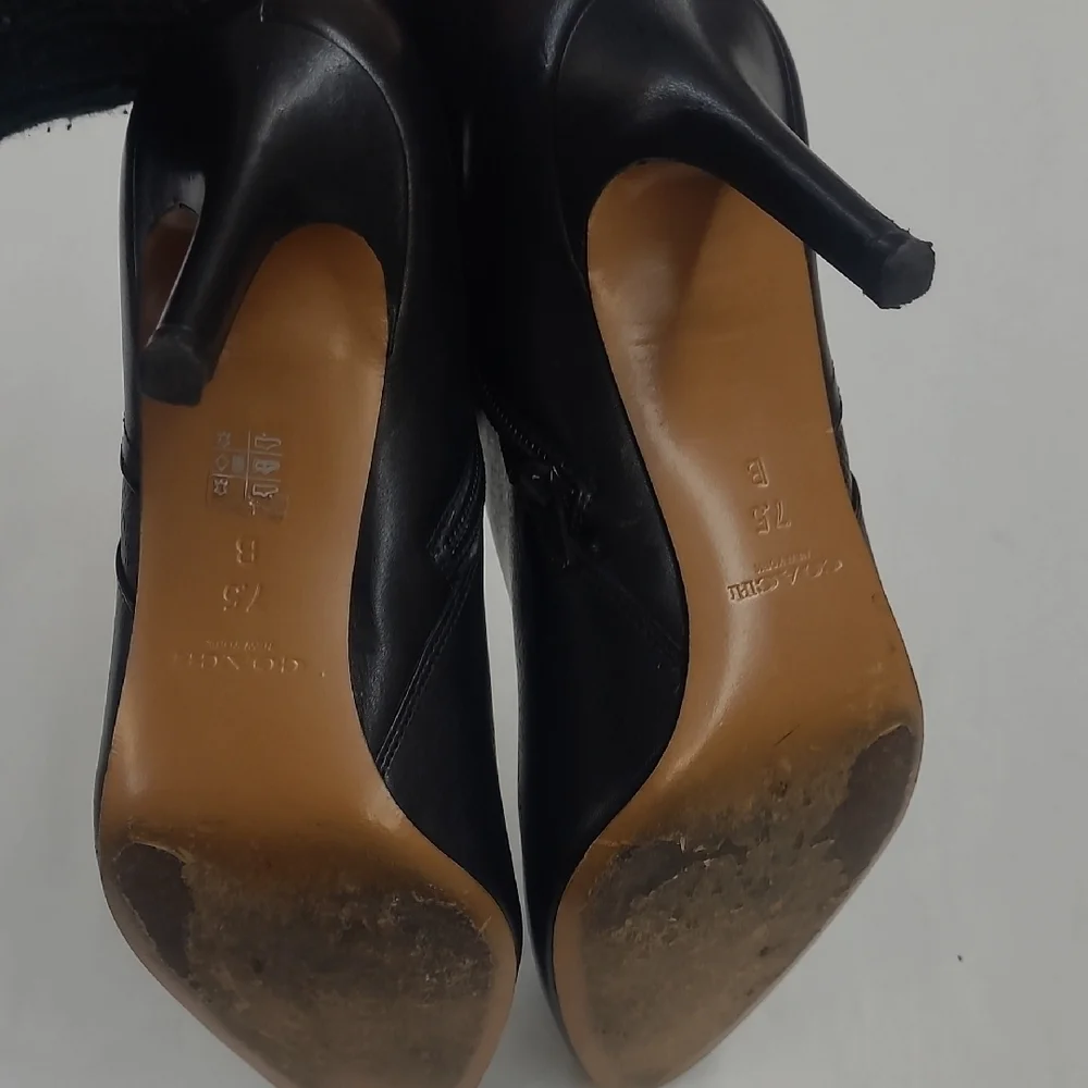 Coach Black Leather Pointed Toe Boots Size 7.5 - Picture 10 of 11